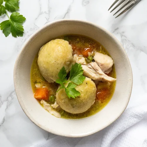 Bowl of Dairy Free Chicken and Dumplings