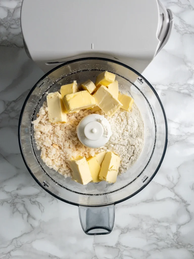 Butter, breadcrumbs and flour for dumplings in the food processor