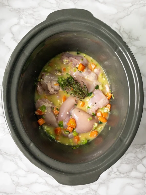 Dairy Free Chicken and Dumplings ingredients in the Slow Cooker