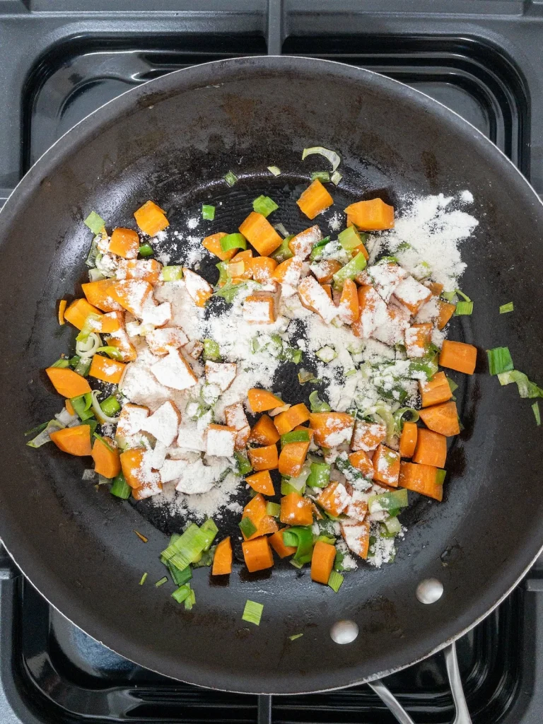 Flour added to the cooking vegetables