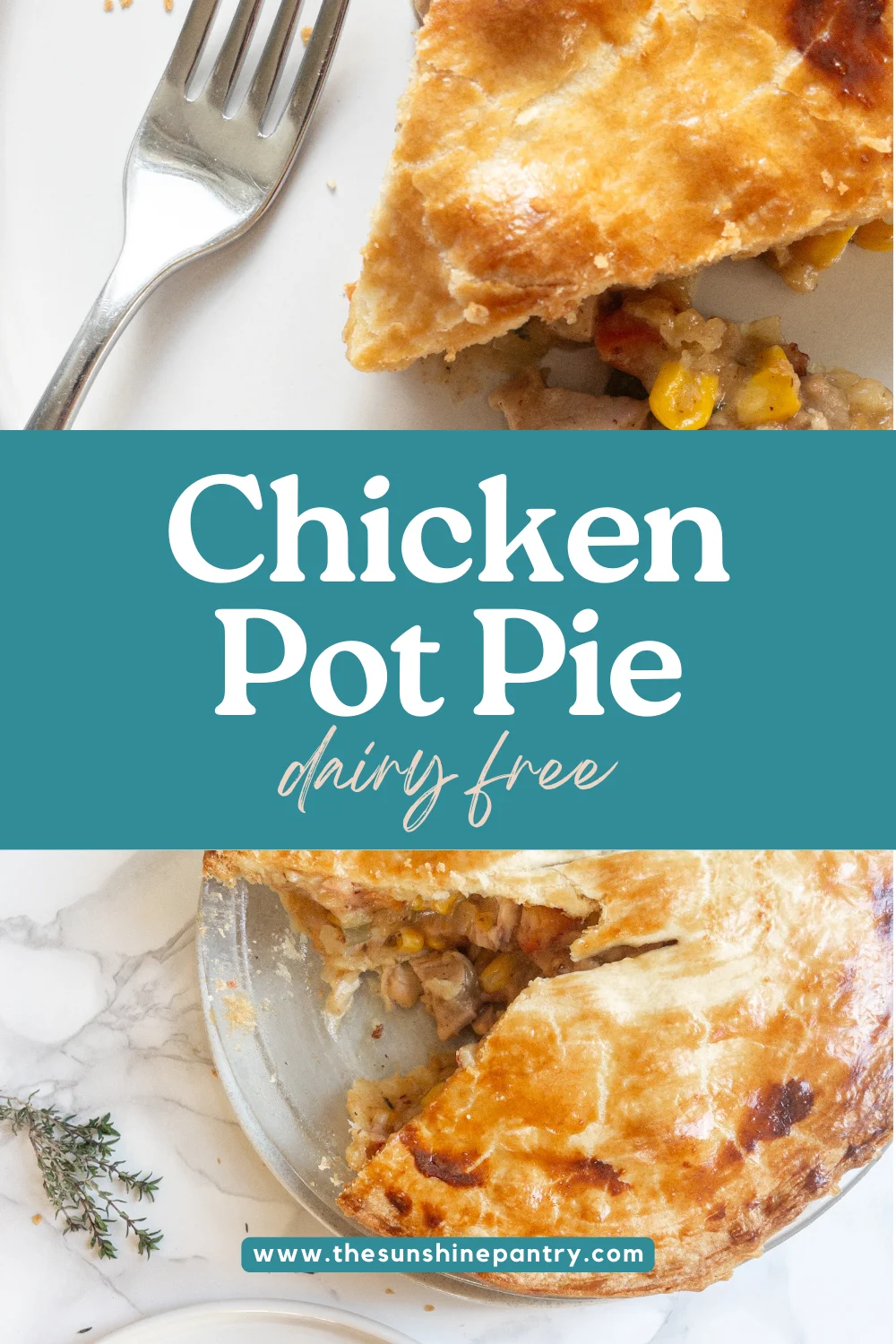 Easy Dairy Free Chicken Pot Pie Recipe - perfect chicken dinner comfort food.