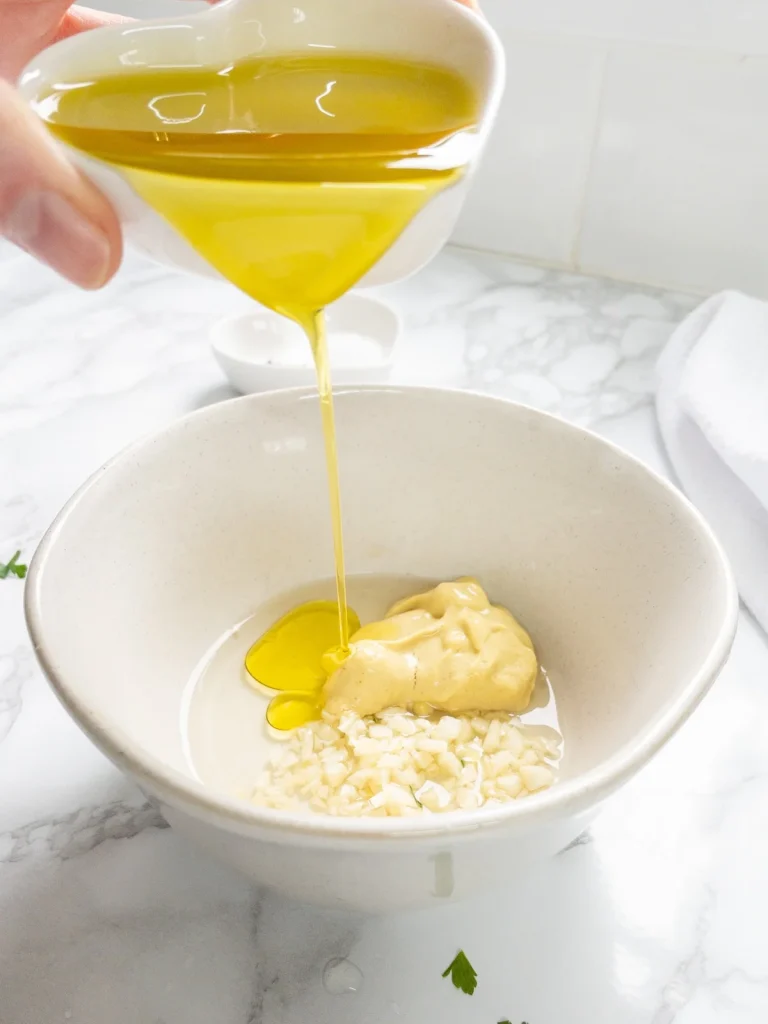 Mix the salad dressing ingredients in a small bowl.