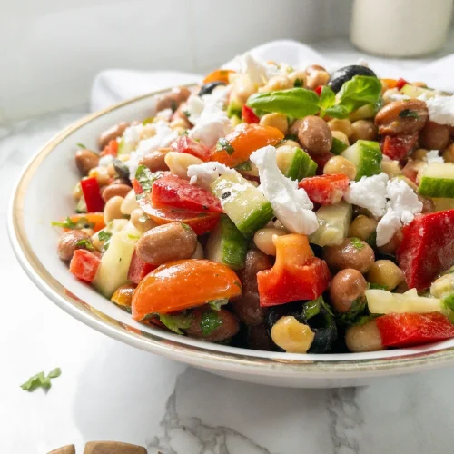 Mediterranean vegan bean salad