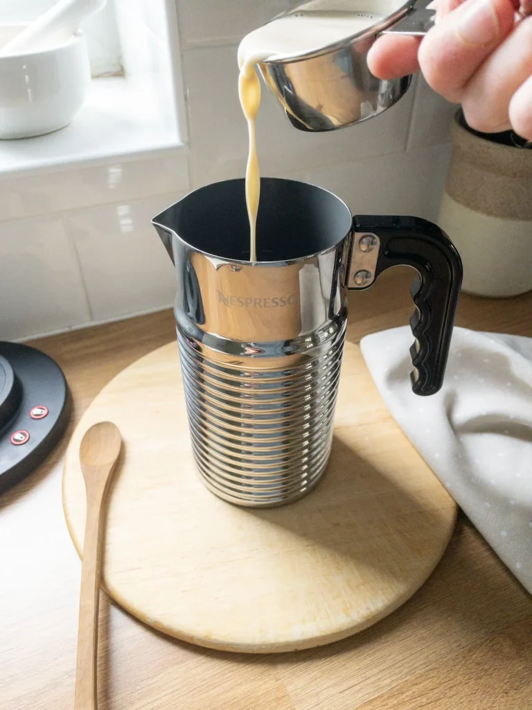 Add ingredients to milk frother