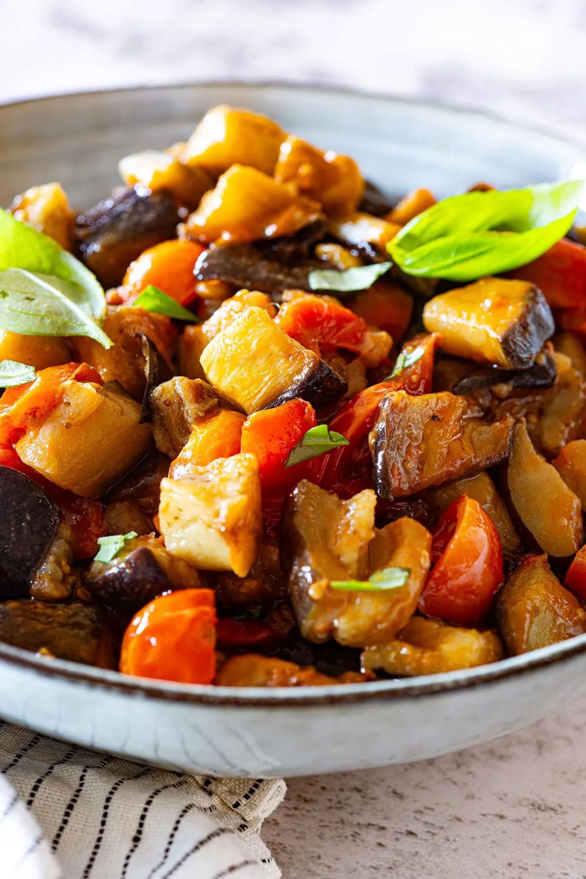 Italian Sauteed Eggplant (Aubergine) with tomato