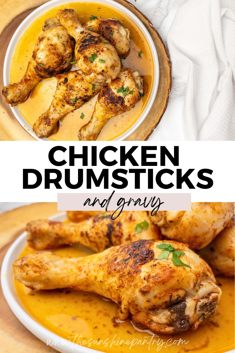 Simple skillet chicken drumsticks recipe.