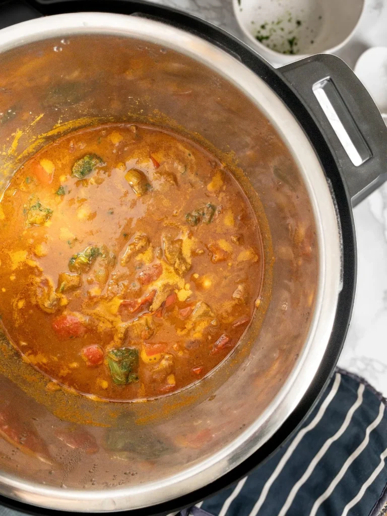 Finished beef curry in the Instant Pot.