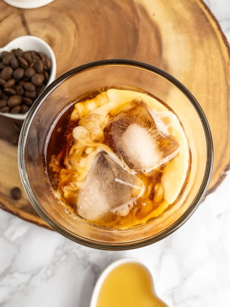 Copycat Starbucks honey almond milk cold brew in a glass.